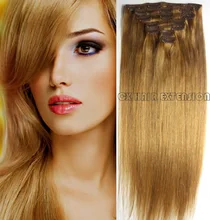 16″-32″ Brazilian Virgin Remy Hair Clips In Human Hair Extensions Full head 7pcs Set 70g 80g 100g 120g 140g #16