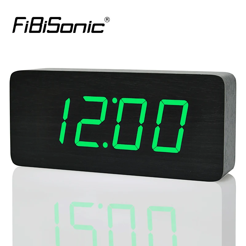 

FiBiSonic 2018 Modern Calendar Alarm Clocks ,Thermometer Wooden clocks,LED Clock , Big numbers with digital clocks for wholesale