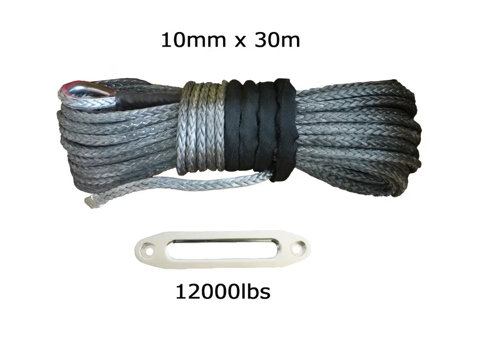 10mm X 30m Synthetic Winch Rope With 12000lbs Hawse Fairlead Free
