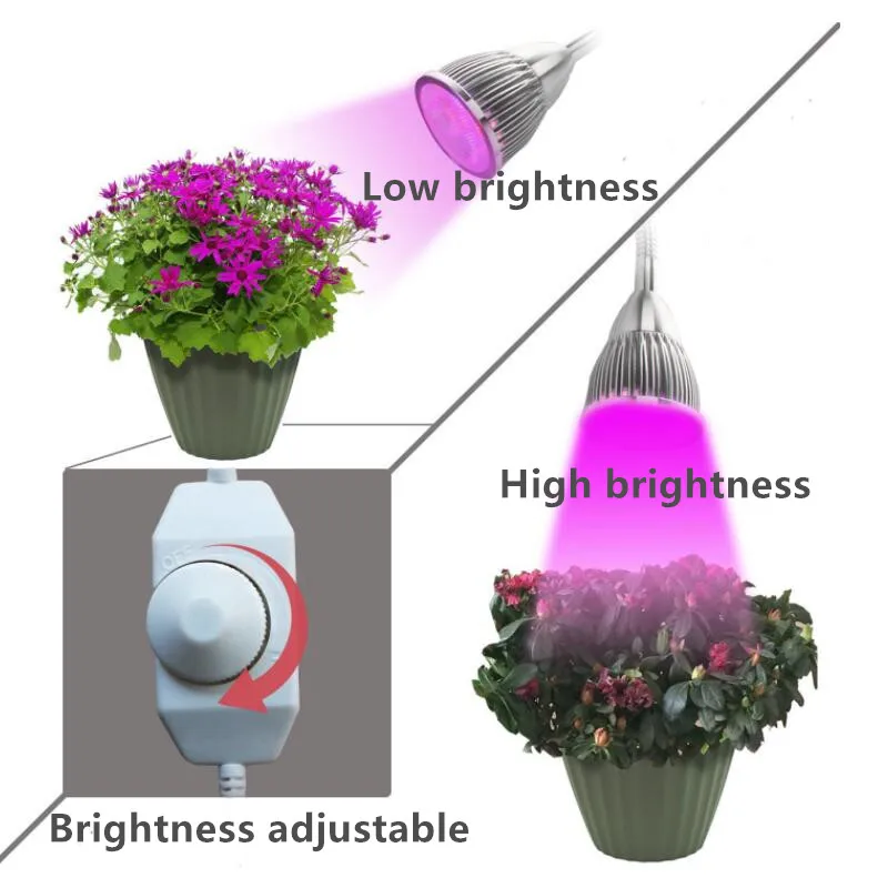 

Dimmable ! 15W LED Grow Light 3 Headd 15W Plant Grow Lamp with three on/off Switch for Hydroponics Grow System