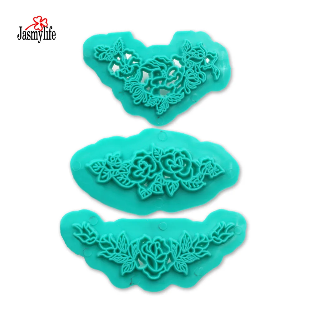 

3PCS Flower Cookie Cutter Plastic Fondant Cutter DIY Decoration Baking Tools Sugarcraft Biscuit Mold Gumpaste Impression Mould