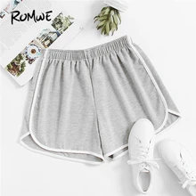 Romwe спортивный серый звонка шерстяная обивочная ткань с эластичной резинкой на талии женские шорты для бега однотонная серая спортивная форма шорты для бега