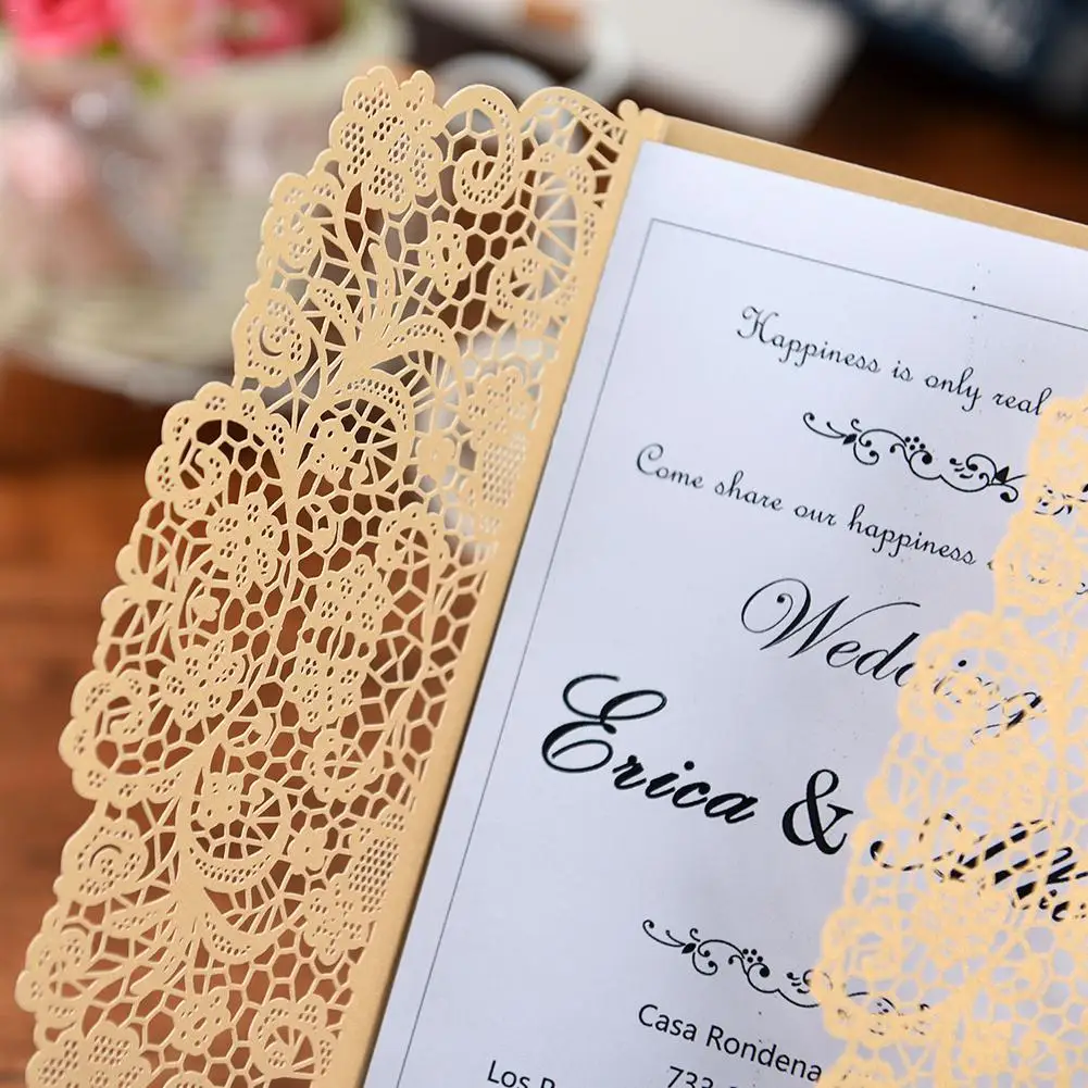  10PCS Hollow-out Wedding Invitation Innovative Romantic Greeting Cards For Business Birthday Party - 33031385648