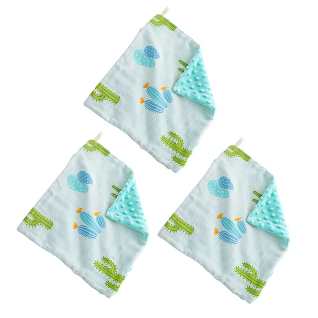 Newborn Baby Nursery Hand Towel Baby Towels Infant Muslin Cotton With Minky Dot Security Blanket