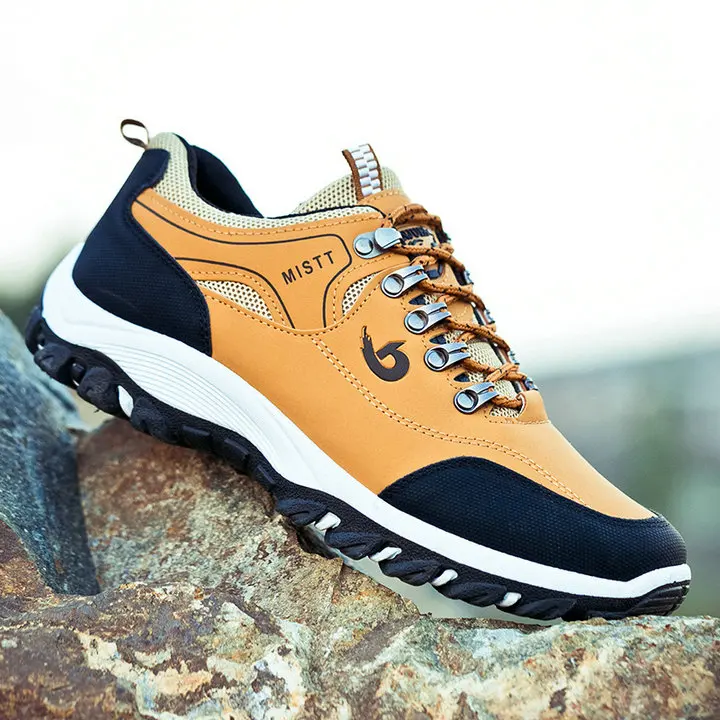 Высокое качество Мужская Уличная походная обувь носимые кроссовки для альпинизма треккинговые кожаные кроссовки - Цвет: Цвет: желтый