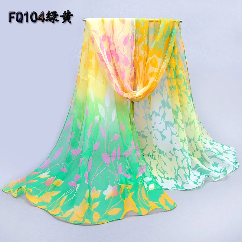 Женский модный шарф из пашмины дизайн длинная шаль накидка Шелковый шифоновый палантин шарф - Цвет: Green yellow