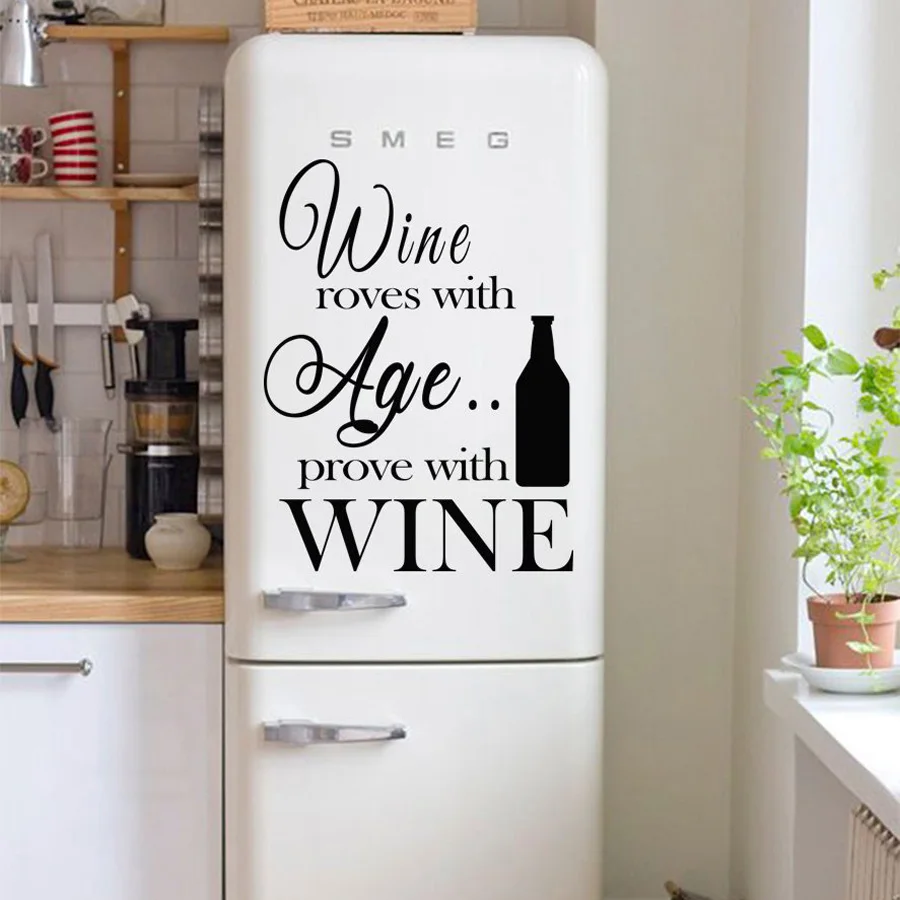 Kitchen wall sticker for tile Kitchen Quote decal Kitchen Wine bottle sticker Family quote decal Kitchen vinyl wall decors G41