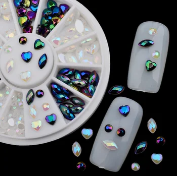 

by dhl or ems 1000pcs Nail Art Decorations Chameleon AB Crystal Heart Round Diamonds 3d Manicure Nails Accessory new