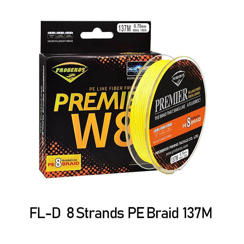 PROBEROS Премиум 210 м ПЭ плетеная рыболовная леска 8 нитей 20 60 100LB фунт Go Fish проволочная веревка многофиламентная персиковая плоская карповая Снасть - Цвет: 137m