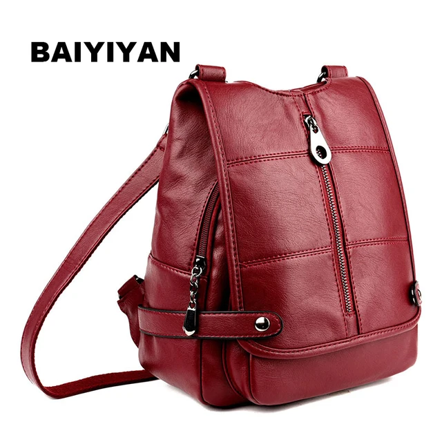 New Fashion Women Pu Leather 5 Colors Tote Shoulder Bag Large New Fashion Women Pu Leather 5 Colors Tote Shoulder Bag Large Capacity Multifunction Backpack Double