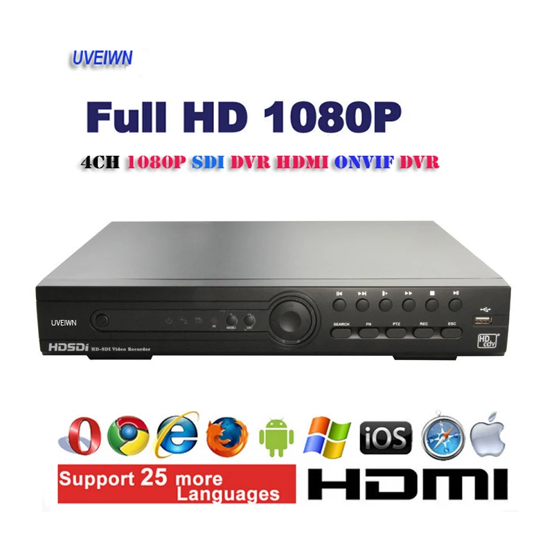 UVEIWN 4ch 1080 P 30fps HD SDI ВИДЕОРЕГИСТРАТОР 4-канальный воспроизведение ВИДЕОНАБЛЮДЕНИЯ