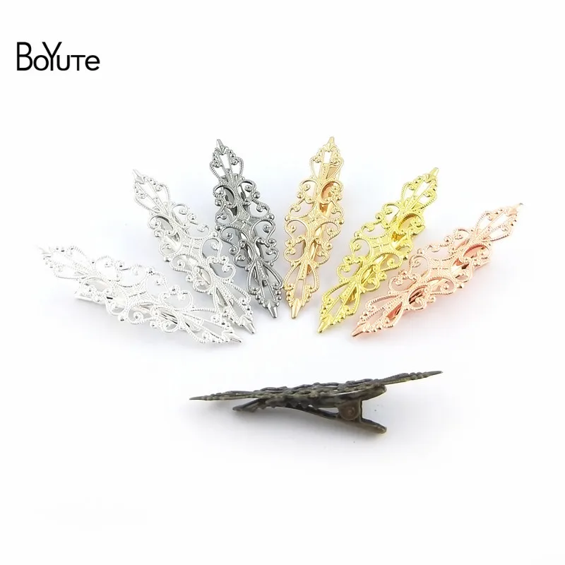 BoYuTe 20Pcs 1557MM Filigree Flower Hair Clip Vintage Style 7 Colors Plated Women Hair Accessories Hairgrip (7)