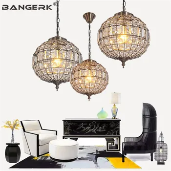 

American Lustre Modern Crystal Pendant Light LED Iron Circle Hanging Lamps Home Lighting Pendant Dining Room Lights Luminaire
