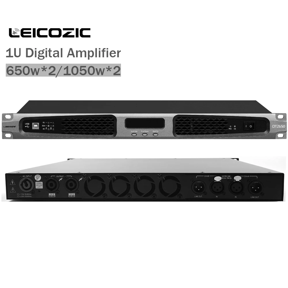 Leicozic цифровой усилитель 1U Touring Amps Live Sound 2 канала профессиональный 1050 Вт 4 Ом amp stage