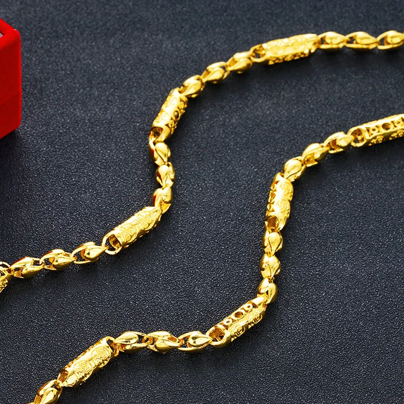 Изящное мужское ожерелье с кубинскими звеньями тон 24K золотое цепочка для мужчин