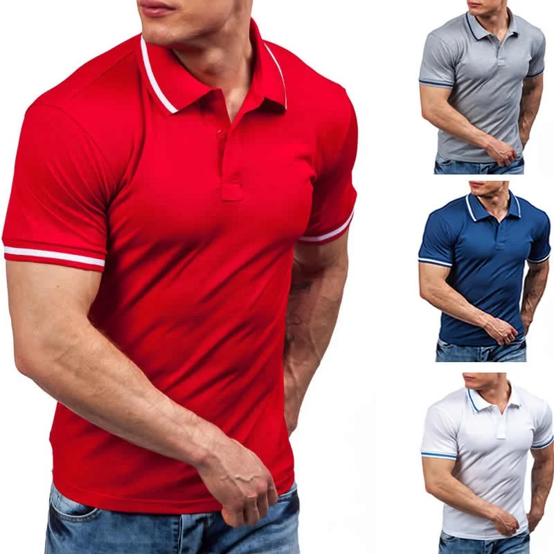 Hot Sale New 2019 Fashion Brand Men Polo Shirt Solid Color Short-Sleeve Slim Fit Cotton Shirts Casual | Мужская одежда