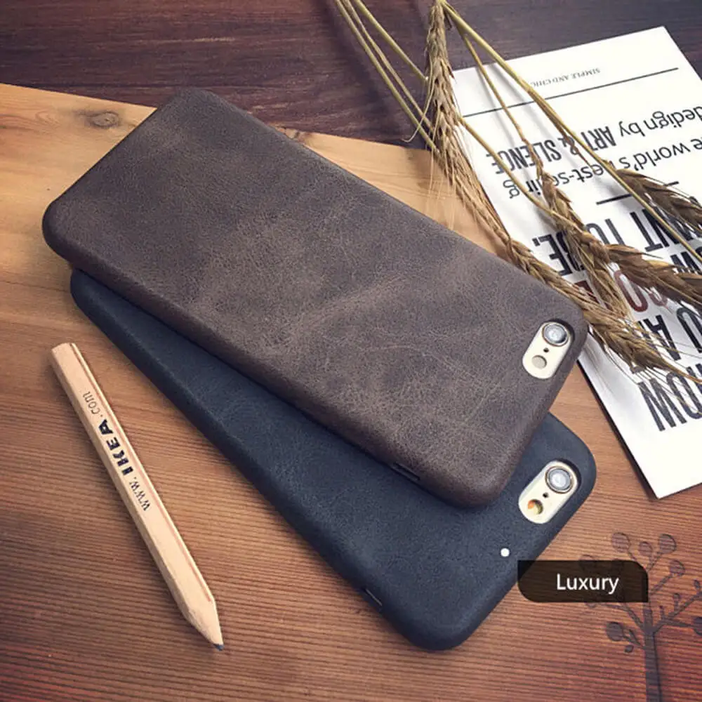 Original Classic Vintage PU Leather Case for iphone 7 6 6S 8 Plus X XS luxury Thin Slim Soft Phone Back Cover for iphone8 8Plus