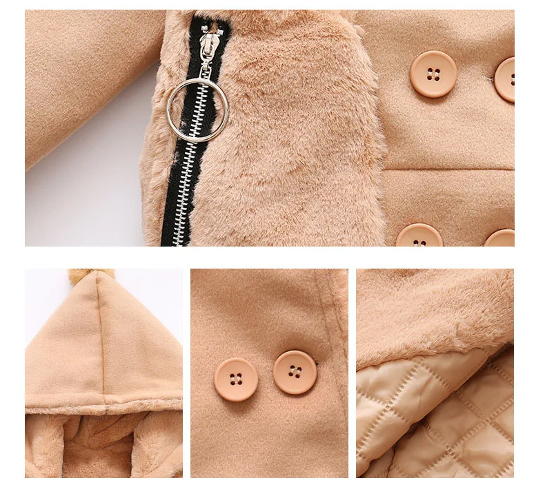 2018 new winter Children's outerwears clothing fleece coat baby big girls hooded woolen jackets for kids thick long warm coats  (15)