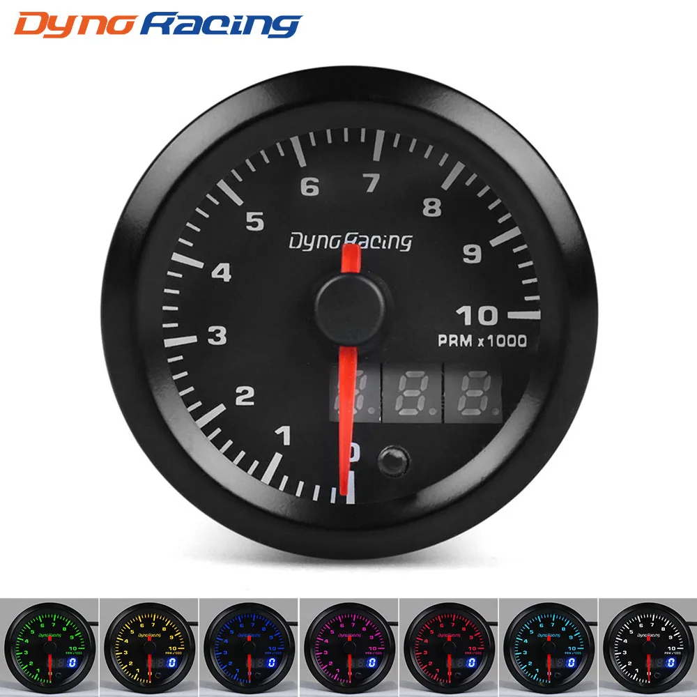 Dynoracing 52 мм двойной дисплей тахометр 0 10000 об/мин датчик 7 цветов светодиодный
