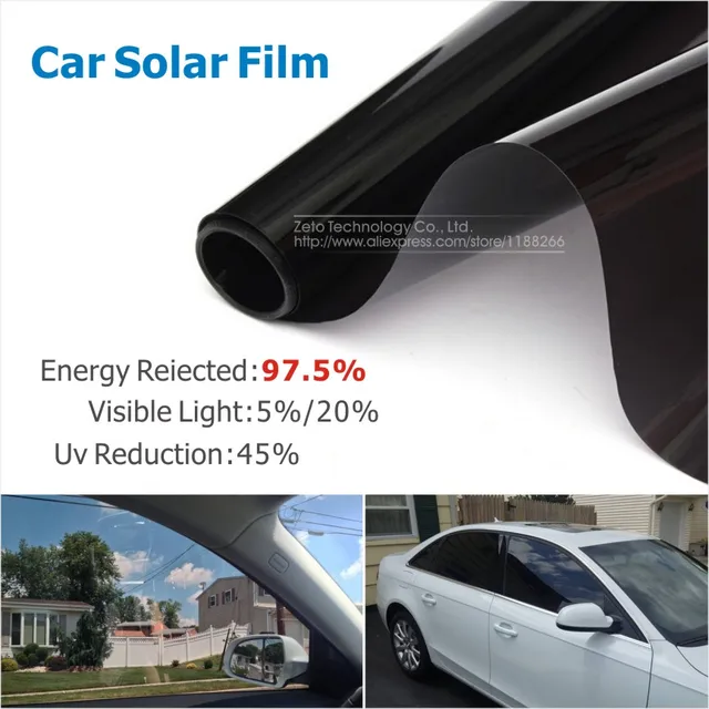 50x300cm VLT 5/20 Car Side Window Black Tint Film Glass Auto House