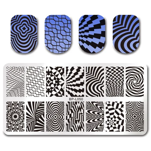 BORN PRETTY Геометрическая прямоугольная штамповка шаблон геометрический узор маникюр Дизайн ногтей штамп изображения пластины - Цвет: BPL050