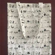 YILE хлопок лен эко хозяйственная сумка наплечная печать рисунок черная птица 611