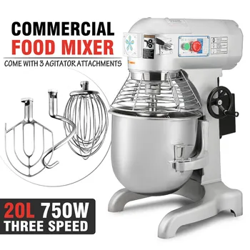 

20L Commercial Food Mixer Planetary Mixer Dough Mixer 3 attachments 750W