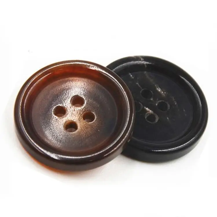 

Ten dark brown real bullhorn button suits, overcoats, windbreakers, buttons light brown