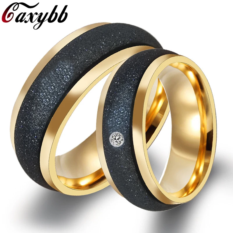 Gold-Color Matte Frost Couple Ring Fashion Lover's Wedding Engagement Ring Jewelry for His and Hers Accessories