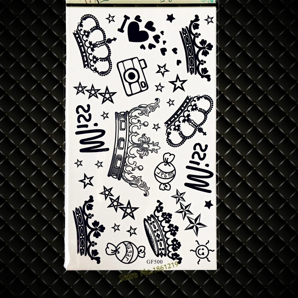 Children Christmas Gifts Temporary Tattoo Women Queen Crown Waterproof Tattoo Baby Princess Ggf500 Star Kids Tattoo Body Arm Art Gift Parcel Gift Box Clip Artgift Hamper Aliexpress