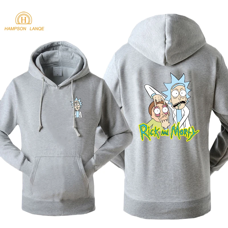 Аниме толстовки Рик и Морти Crazy Rick забавные куртки весна осень повседневные мужские свитера и Толстовки Спортивная Толстовка s-xxl - Цвет: Серый