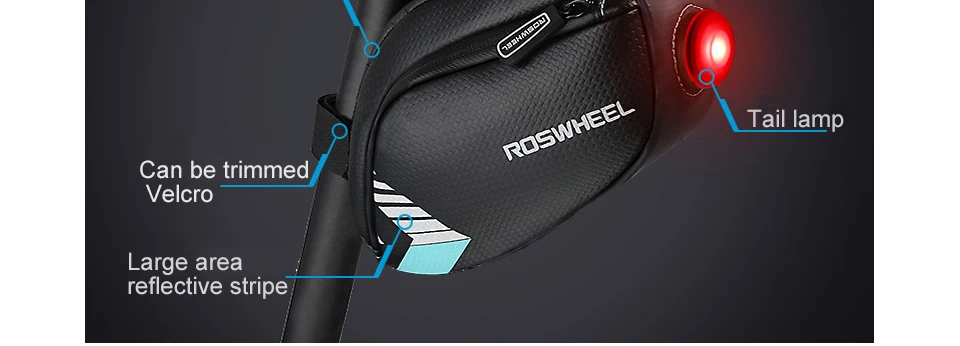 Roswheel велосипедная седельная сумка с задним фонарем, светильник с карманом, Водонепроницаемая MTB велосипедная задняя Сумка, велосипедная задняя седельная сумка, аксессуары