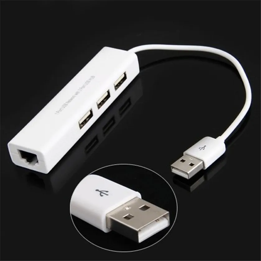 Лучшая цена USB к RJ45 Lan карта Ethernet сетевой адаптер кабель+ 3 порта концентратор для Win 8 7 XP