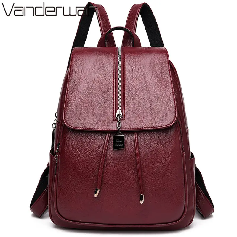 

HOT Sac A Dos Fashion Women Backpack High Quality Leather Backpacks for Teenage Girls Female School Shoulder Bag Bagpack mochila