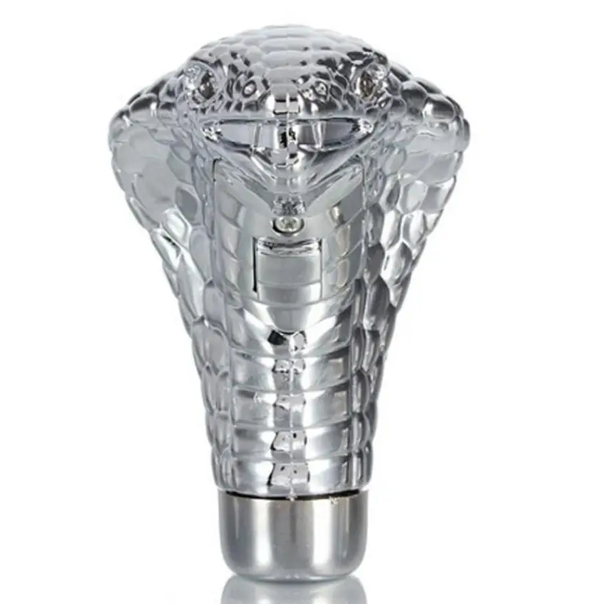 Gear Shift Knob Chrome Blue LED Eyes Car Cobra Manual Snake Shifter