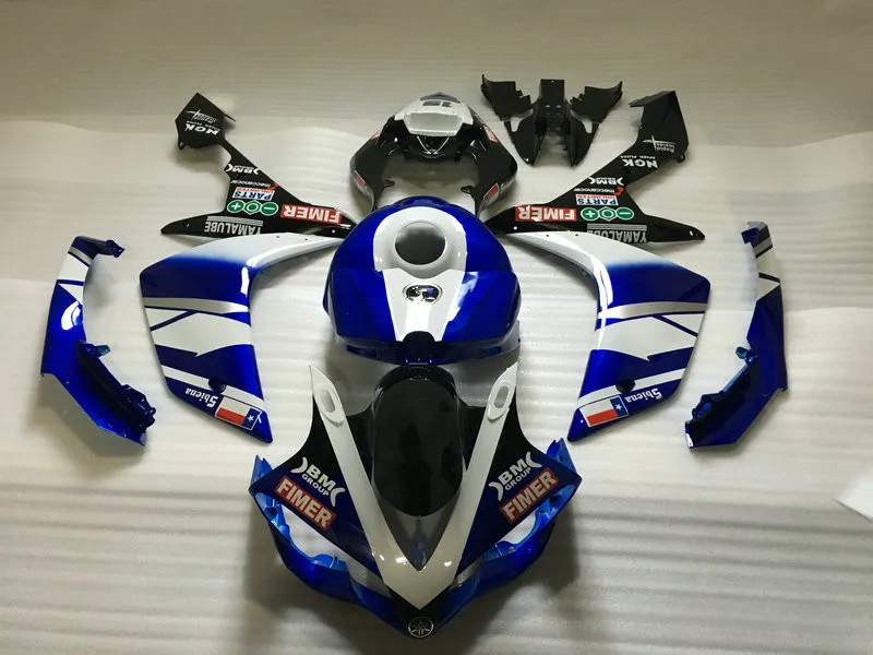 Мотоциклетный вставной обтекатель комплект для YAMAHA YZFR1 07 08 YZF R1 YZF1000 2007 2008 ABS белая, голубая обшивка комплект+ подарки YK01
