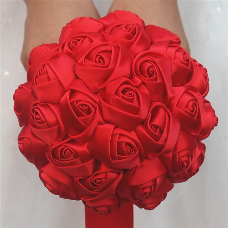 Искусственный цветок 15 см лента букет роз роскошные стразы жемчужное украшение невесты Свадебный шар DIY букет ручной работы