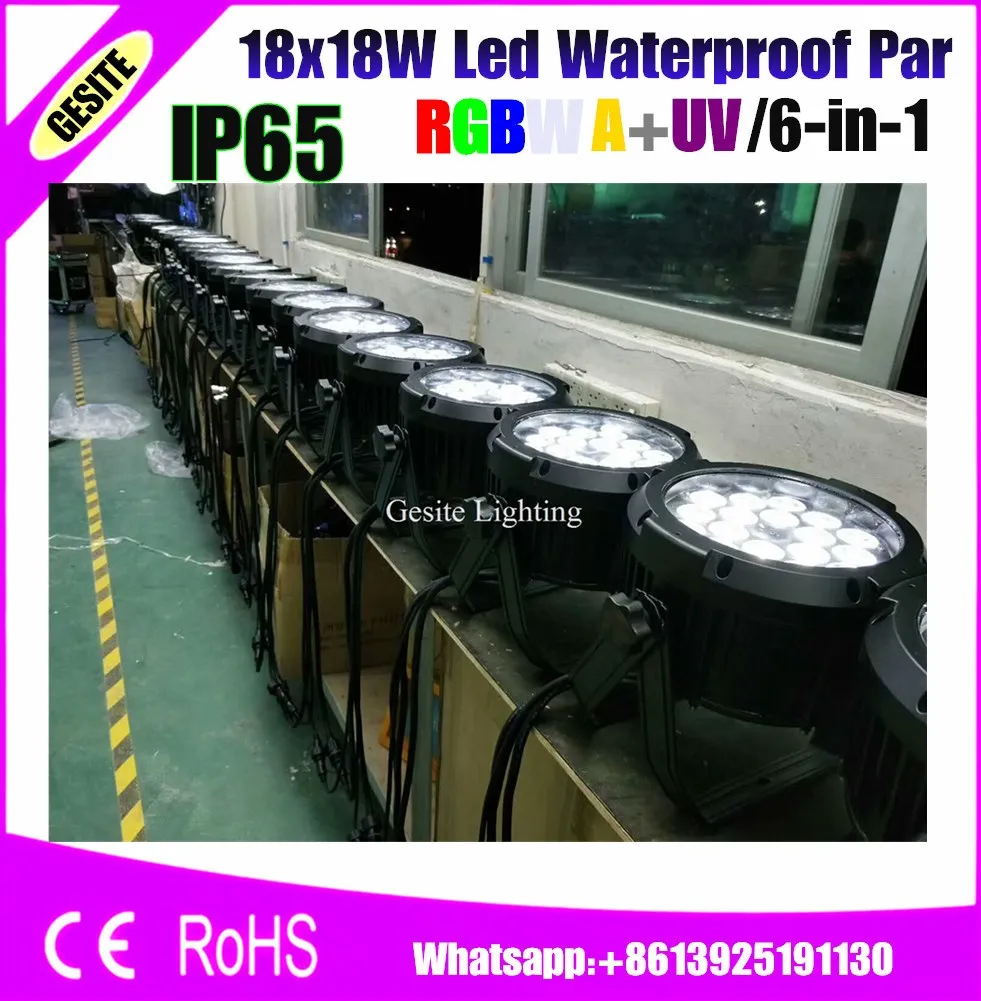 18X18W RGBW водонепроницаемое 64 светильник DMX 512 управление 8 каналов DJ оборудование |