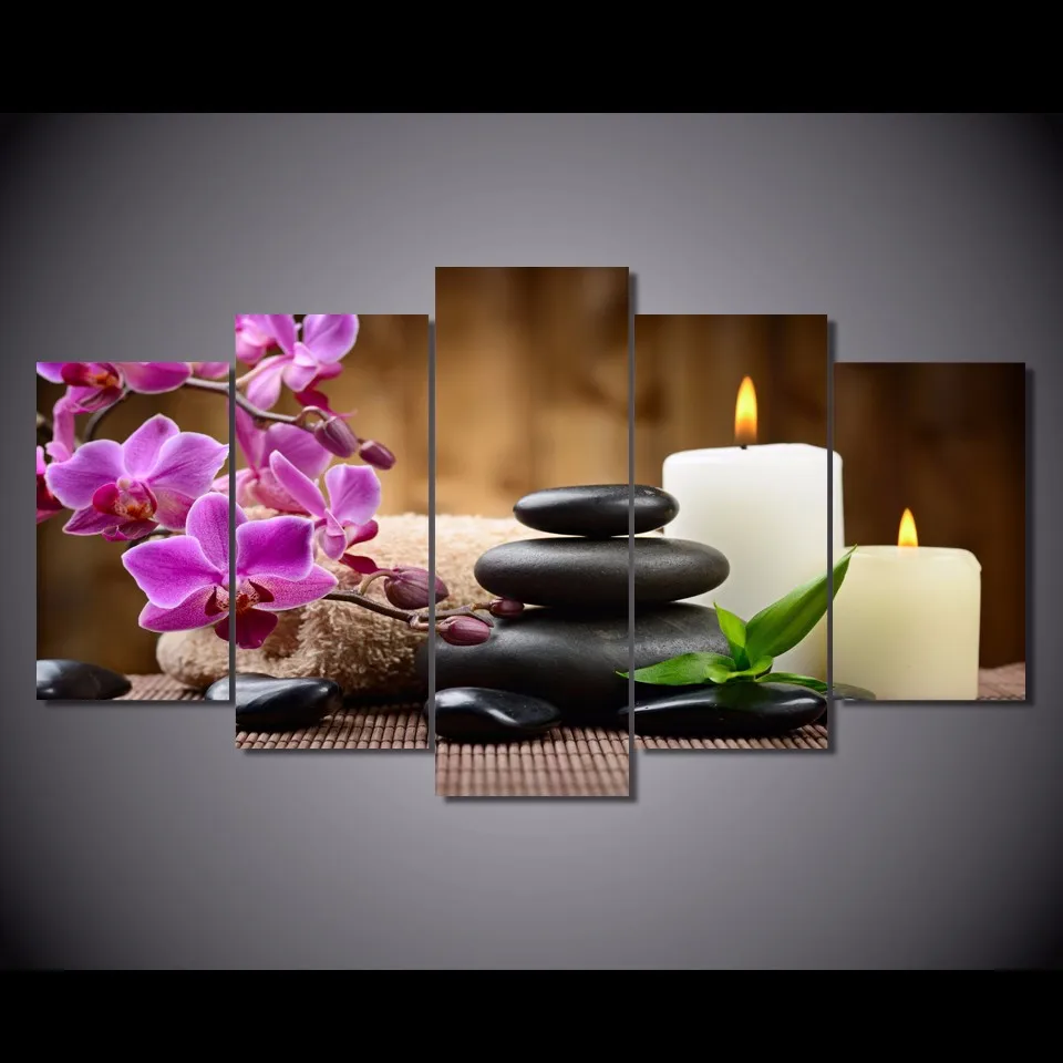 

Free shipping HD Printed Candles and purple flowers Painting Canvas Print room decor print poster picture canvas DC1-100 (33)