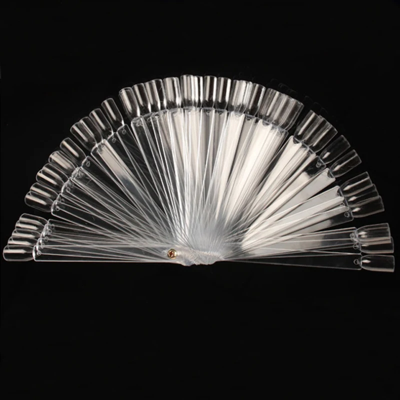 

ELECOOL 50pcs False Nail Art Tips Sets Fan Shape Display Tools Polish Gel Nail Art Practice Tool Nail Color Sample Display