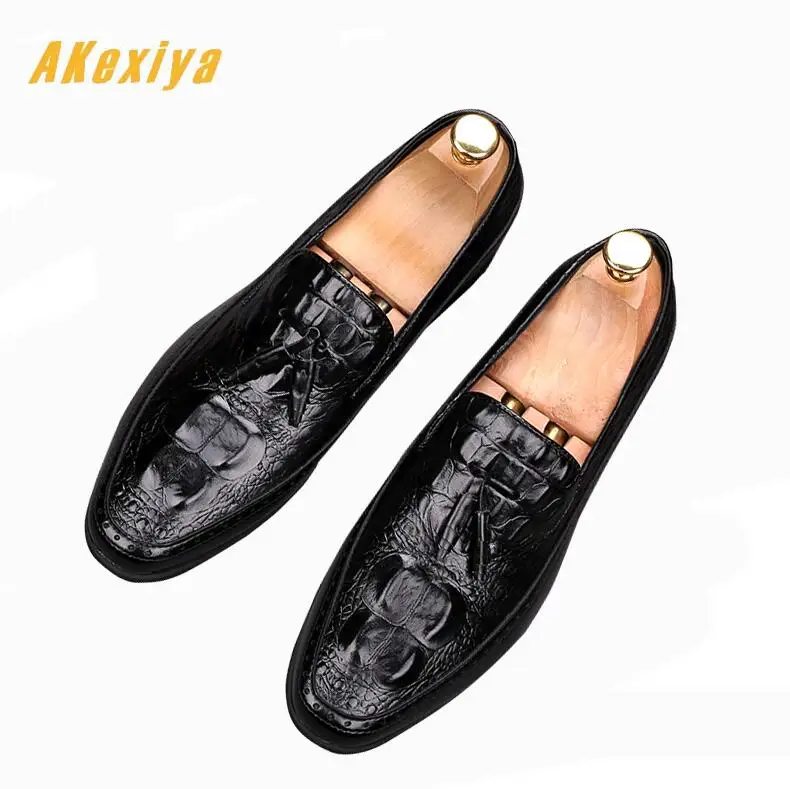 

New style Mens Crocodile pattern tassels Shoes Flats Male formal Homecoming Dress Wedding Prom Shoes zapatos hombre vestir