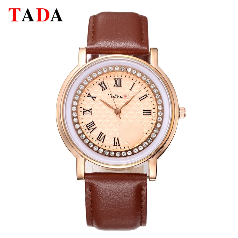 

New Designer TADA Crystal Watches Women Japan Movement 3ATM Waterproof Genuine Leather Strap Reloj Analog Quartz Watches Ladies