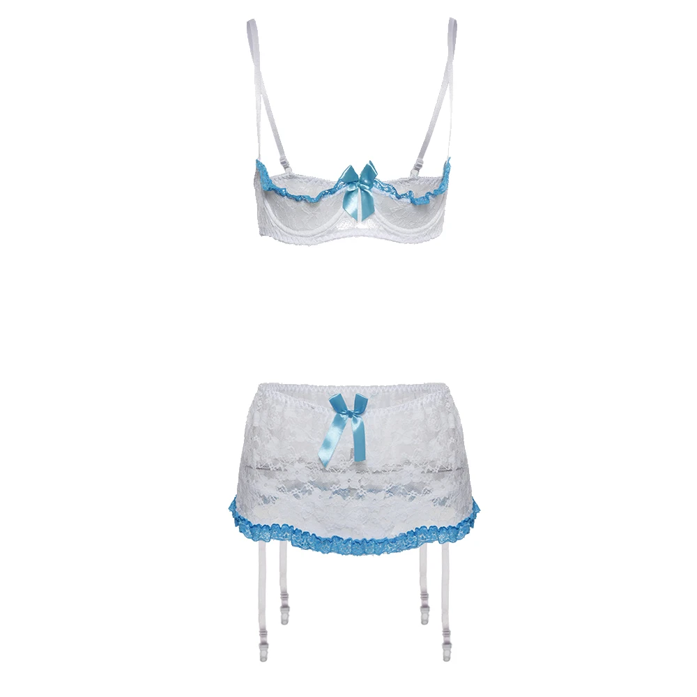 2018 New Sexy Lingerie Hot Erotic Lace Babydoll Pajamas Exotic Open Bra Underwear Suit Open Cup Bra+Garter+Skirt With Steel Ring 2018 New Sexy Lingerie Hot Erotic Lace Babydoll Pajamas Exotic Open Bra Underwear Suit Open Cup Bra+Garter+Skirt With Steel Ring