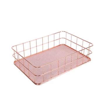 

Good quality rose gold wire mesh storage basket
