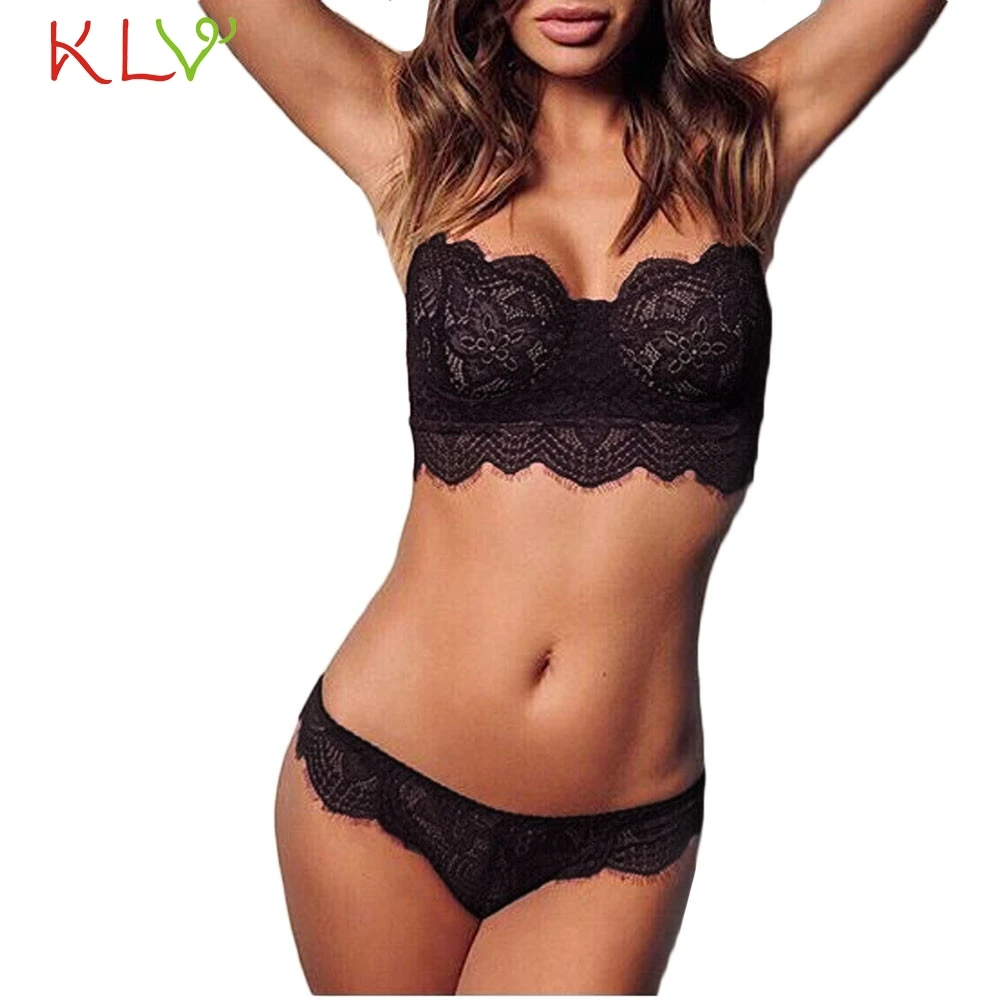 Ladies Underwear Sets Bra Panty Women Push Up Lace Sexy Black Lingerie
