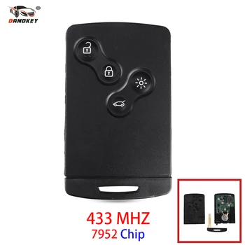 

Dandkey 4 Buttons Remote Key Smart Card Car Key Fob FSK 433MHZ PCF7952 Chip For Renault Megane Scenic Laguna Koleos Clio