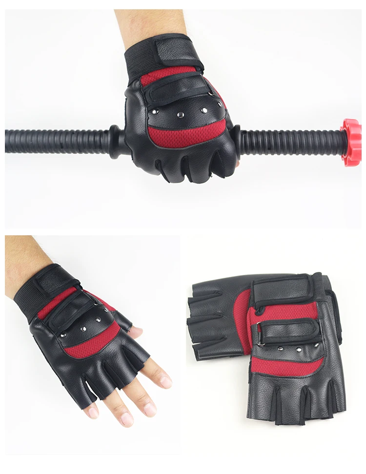 LongKeeper модные осень-зима спортивные перчатки с половинными пальцами PU кожаные перчатки-митенки «унисекс»; Симпатичные противоскользящие замши черный, красный синий мужские перчатки без пальцев для G365
