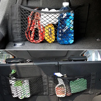 

Car Back Rear Trunk Seat Elastic String Net Magic Sticker Mesh Storage Bag Pocket Cage Auto Organizer Seat Back Bag