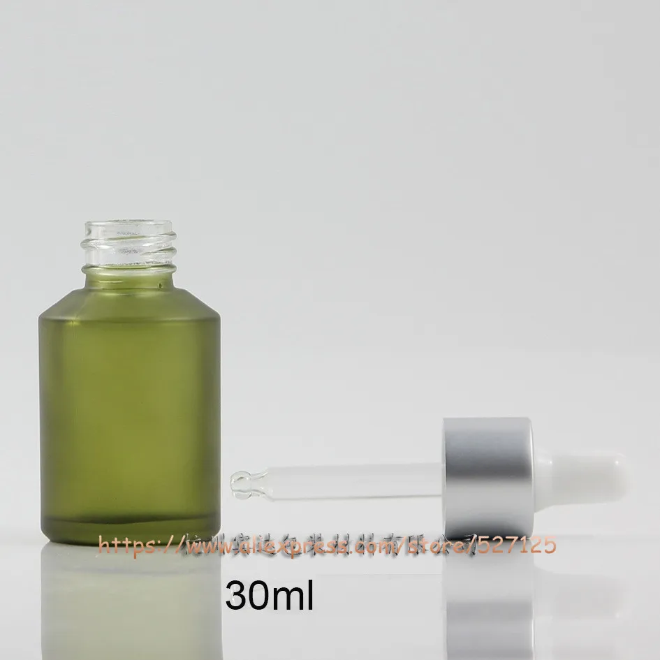 30 ml, olive зеленые матовые(роспись) стеклянная бутылка с капельницей крышкой, бутылка с эфирным маслом, профессиональная косметика контейнер
