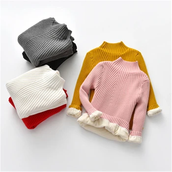 

Special Offer Baby Boy Girl Top Sweater Children's Core-spun Thick Velvet Knitwear Kids Turtle Neck Long Sleeve Pullover Clothes